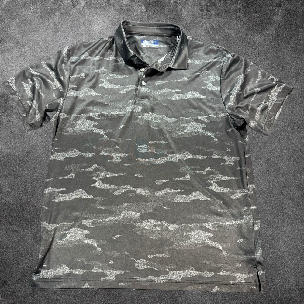 Ben Hogan Performance Polo Shirt Men Medium Gray Camo Black Golf Athletic Casual